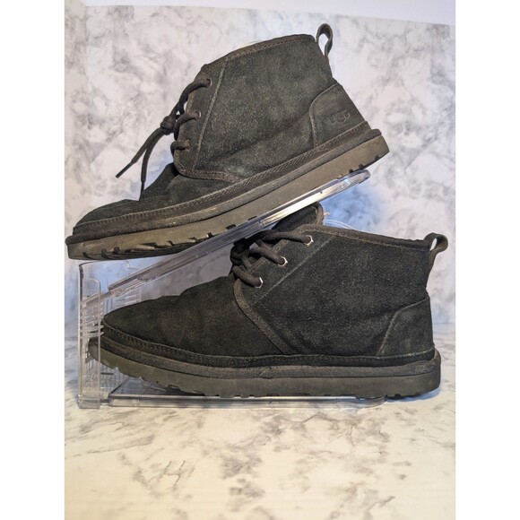 UGG 3236 Neumel Fur Chukka Boots Men Sz 10 Suede Wool Ankle Black Comfort Shoes main image 4